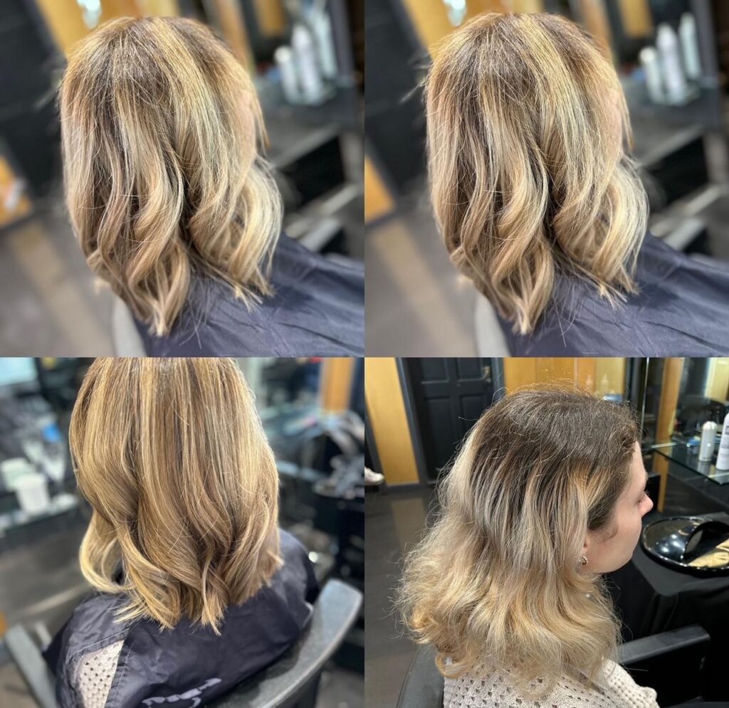 Highlights in blonde hair before and after