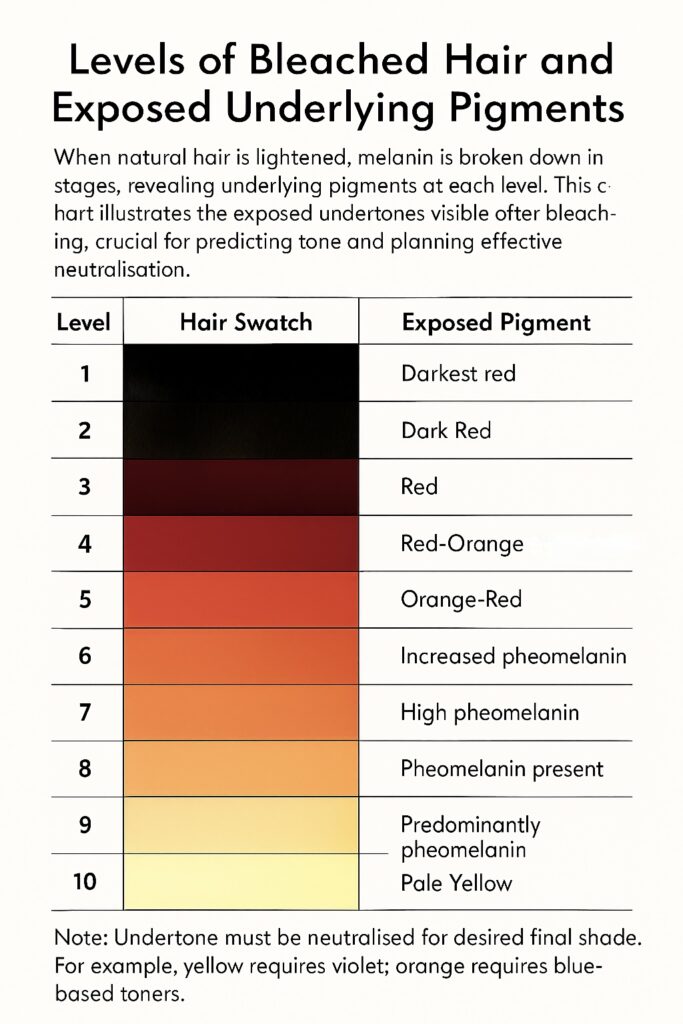 Levels of bleached hair