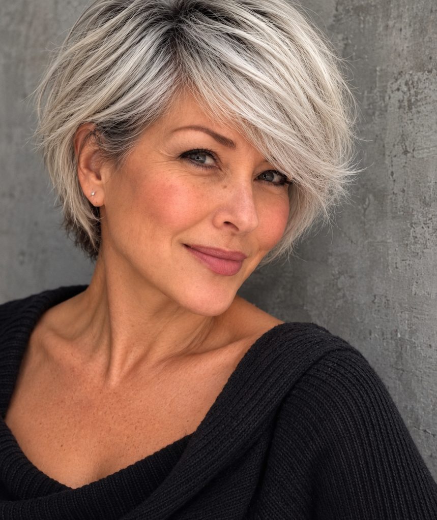 Silver grey short hair at Gusto Hair London