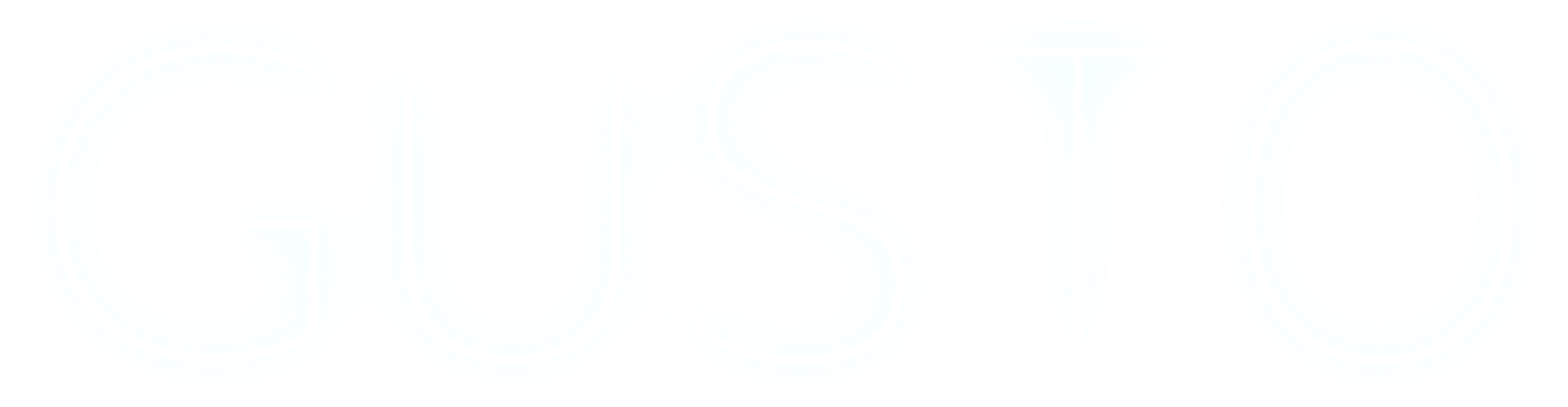 The GUSTO neon sign, lit